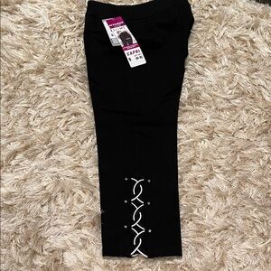 Black Pants with Lace-Up Detail